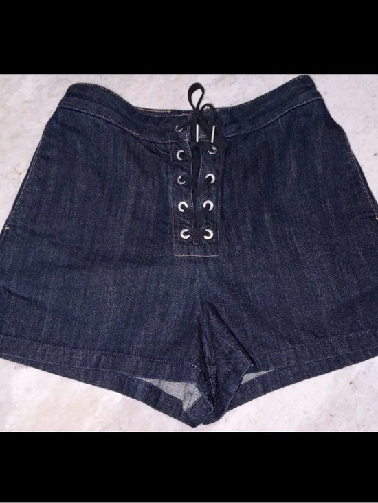 rag & bone Pants - Rag & Bone High-Rise Micro Denim Lace Up Shorts Size 27 100% Cotton Designer